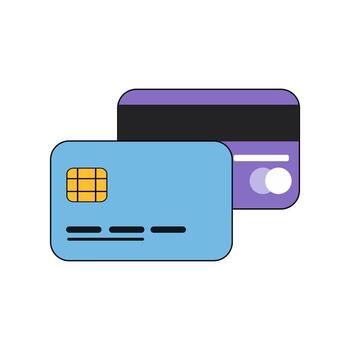 Flat design icon of an ATM card with an EMV chip and magnetic stripe, symbolizing modern financial transactions and e-commerce. vector