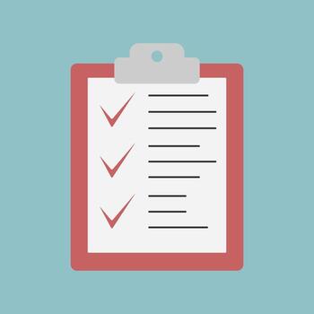 ilustración de un portapapeles con un Lista de Verificación. un sencillo y moderno diseño, Perfecto para organización iconos, tarea gestión, planificación, o administrativo documentos en gráfico diseño. vector