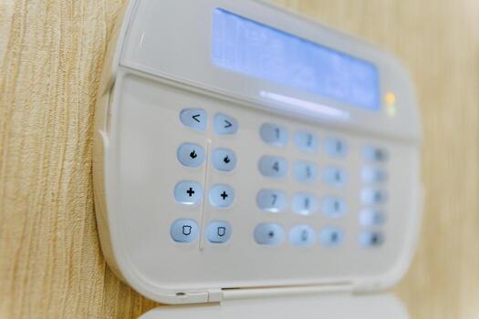 inalámbrico seguridad teclado instalación, texturizado montado en la pared seguridad panel con brillante indicador foto