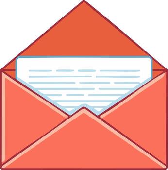 Open Red Envelope with Letter Inside Communication Concept Message Sending vector