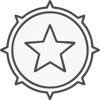 Outline star icon with compass rose points in a circle symbol for navigation or quality rating vector
