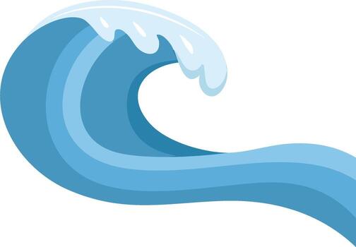 Stylized Blue Ocean Wave Curl with Foam and Ripples Illustration vector