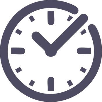 Simple dark gray clock face icon indicating progress or completion vector