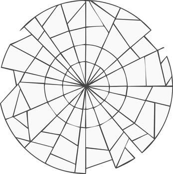 resumen radial fragmentación diseño negro líneas en blanco geométrico modelo con roto secciones vector