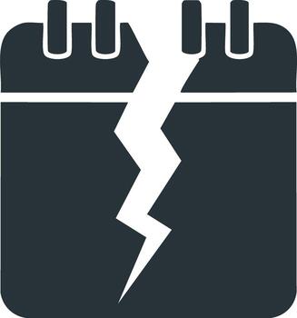 roto calendario icono simbolizando un cancelado evento o interrumpido calendario vector