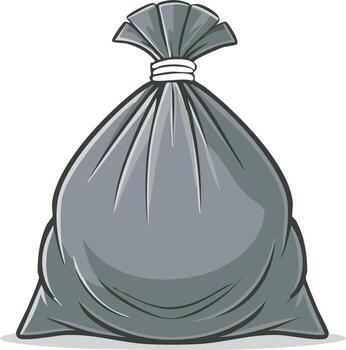 lleno gris basura bolso atado de forma segura con un blanco cuerda vector