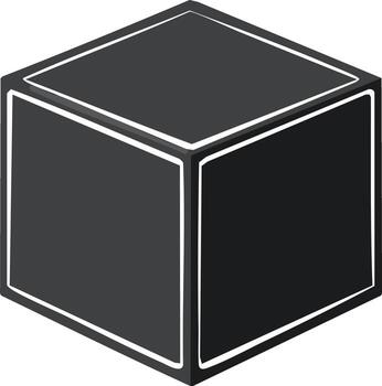 Gray Isometric Cube with White Border Box Three Dimensional Object Shape Illustration vector