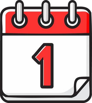 Simple cartoon style calendar with the number one highlighted in red vector
