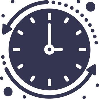 Clock with arrows indicating time management and deadline concept in a minimal icon illustration vector