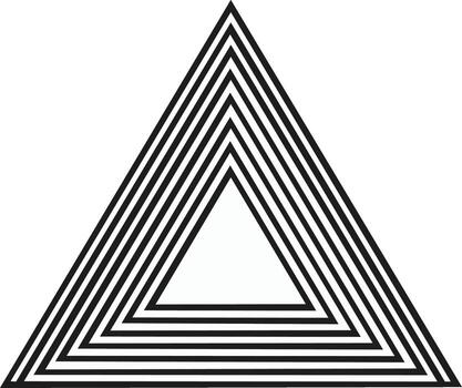 Abstract geometric triangle with concentric black lines creating an optical illusion vector