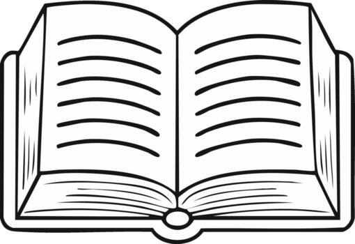 Open Book Illustration with Pages and Spine for Reading or Learning Graphic Outlines for Textbook or Notebook vector