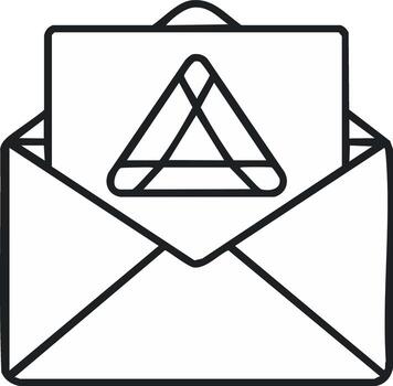 Open Envelope with Triangle Icon for New Communication or Notification Line Art vector