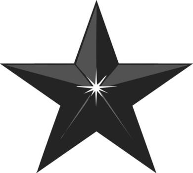 Monochrome Five Pointed Star with Central Burst Design, Geometric Sharp Shapes and Contrasting Tones, Illustration vector