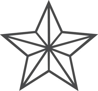 Geometric star graphic icon design, symmetrical shape outline. Simple five-pointed star element vector