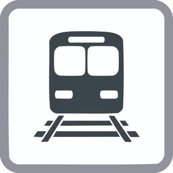 Simple train front view icon inside a square frame vector