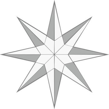 Geometric starburst illustration with eight pointed rays and angular shaded sections vector