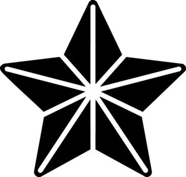 Black five pointed star icon with geometric segments and rounded tips modern abstract graphic symbol vector