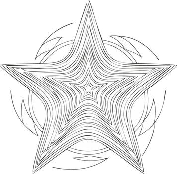 Abstract star shape with flowing concentric lines creating a hypnotic optical illusion graphic vector