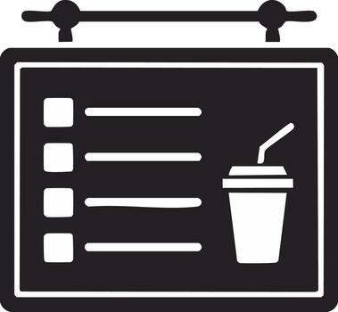 Menu Board Displaying Drink List with Cup Image for Restaurant or Cafe Out Front vector