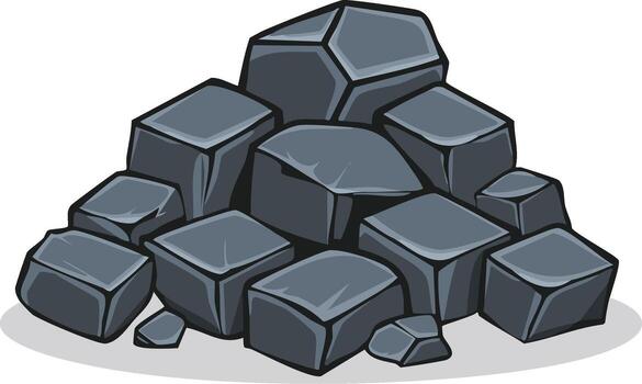 Pile of rough gray stones with sharp edges and angular shapes in a cartoon style illustration vector