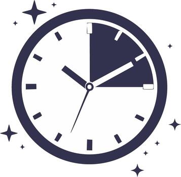Clock with stars and sparkle design indicating time passing quickly vector