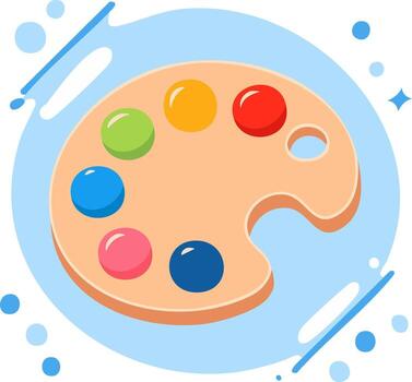 vistoso Arte paleta con pintar manchas, creativo y artístico concepto vector