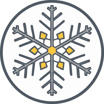 estilizado copo de nieve icono con geométrico elementos dentro un circular marco vector