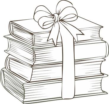 A stack of books with a bow tied to them vector