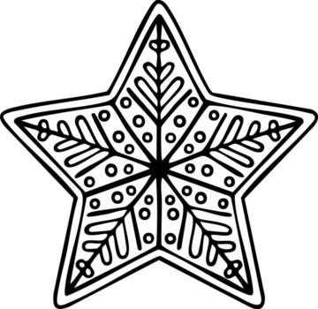 decorativo mano dibujado estrella conformado ornamento con intrincado patrones y círculos vector