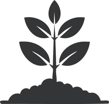 Seedling icon growing from soil representing growth and new beginnings in a minimalist style vector