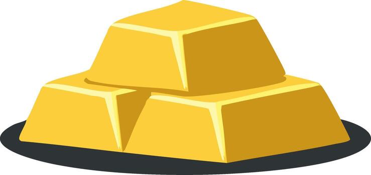 Stack of gleaming gold bars arranged in a pyramid on a dark surface vector