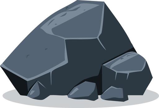 Jagged Dark Gray Rock Formation with Sharp Edges and Smooth Surfaces vector