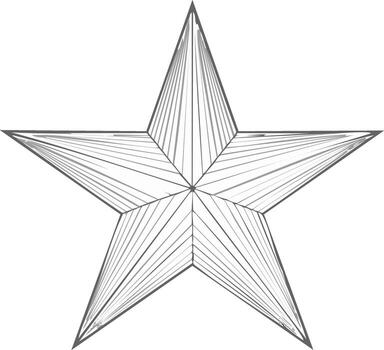 Abstract star shape with repeating geometric lines creating a dimensional effect vector