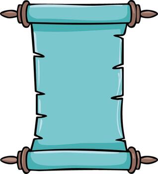 Turquoise scroll with wooden rollers and torn edges vector