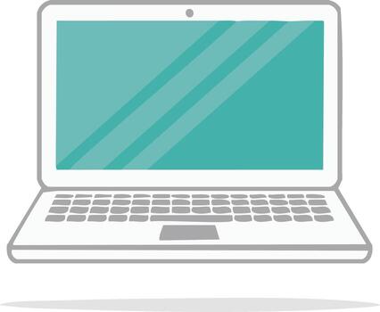 illustration of a modern laptop computer with a blank turquoise screen and keyboard vector
