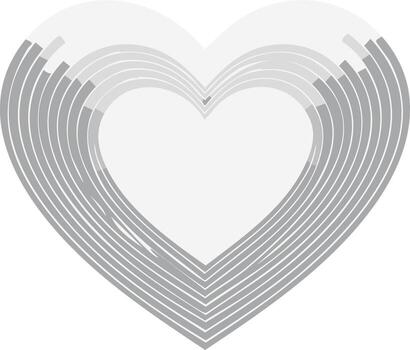 Graphic heart symbol with layered monochrome lines creating a modern pulse effect vector