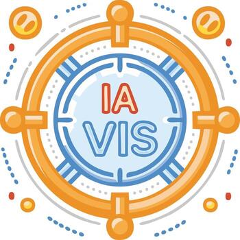 Abstract targeting system with IA VIS text and circular elements, modern graphic design vector