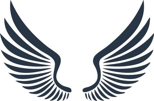 Abstract Wing Graphic Design Element with Sleek Feathered Pattern Dark Blue Color vector