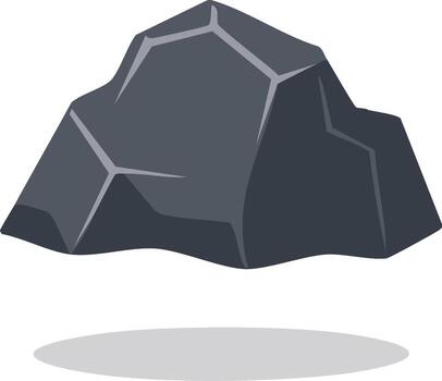 Stylized Dark Grey Angular Rock Element with Cast Shadow Illustration vector