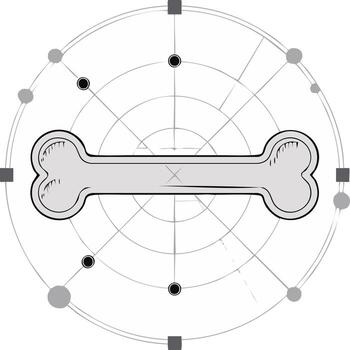 Stylized Dog Bone Icon with Abstract Geometric Network and Connection Points vector