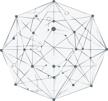 Dodecahedron with Triangular Mesh and Points Representing a Geometric Concept vector