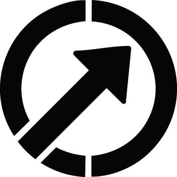 negro diagonal flecha señalando arriba dentro un segmentario círculo, simbolizando Progreso y creciente tendencia vector