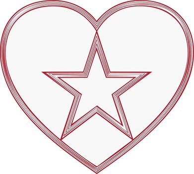 Abstract heart with a star inside drawn with multiple red lines as a romantic or favorite icon vector