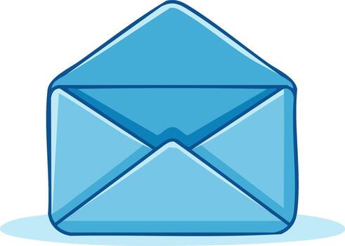 dibujos animados ilustración de abierto azul sobre con sombra, para enviando mensajes y comunicación vector