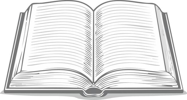 Open Blank Book With Lined Pages Drawn in Sketch Style vector