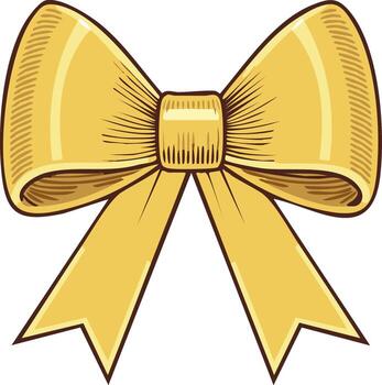 A yellow bow with a ribbon on it vector