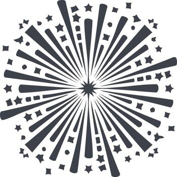 Radiating firework explosion with stars and geometric elements creating festive celebratory feeling graphic design vector