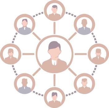 Abstract network of connected people illustrating social links, business team, and communication structure vector