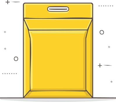 Yellow Document Bag with Handle and Abstract Decoration, File Container Illustration vector