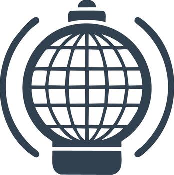 bombilla con globo cuadrícula icono representando global ideas, innovación, y en todo el mundo conexión vector